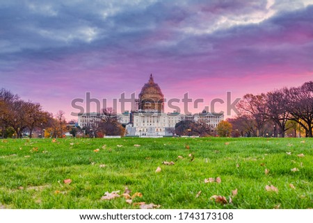 Sunrise over US Capitol in Washington, DC
