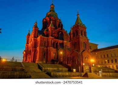 Sunrise over Uspenski Cathedral in Helsinki, Finland . - Powered by Shutterstock