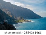 Sunrise over Vila das pombas village on the trekking island of Santo Antonio, Cape Verde