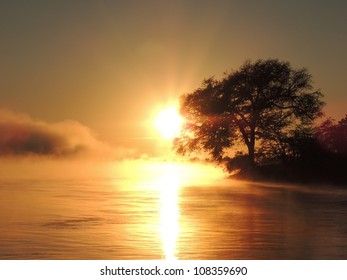 Sunrise over Zambezi River, Africa