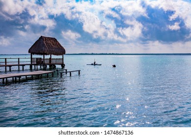 Sunrise Paddleboarding On Bacalar Lagoon Mexico