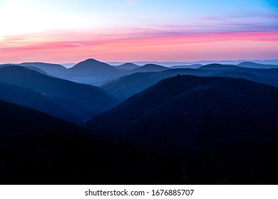 Sunrise In Palatinate Forest In Germany