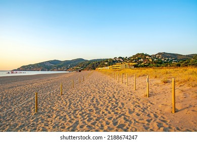 Sunrise in Pals, sandy beach and wild dune in Pals, Catalonia, Spain