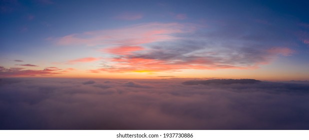 Sunrise Panorama Over The Sea Of Mist