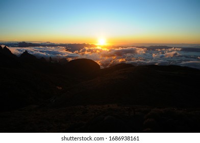 Sunrise At Pedra Do Açú (2,245m) In The Serra Dos Órgãos National Park, At The Highest Point In The City Of Petrópolis.