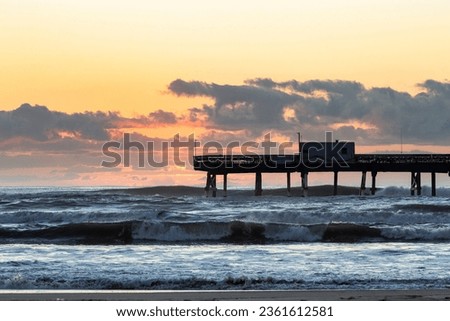 sunrise pier ocean sea cloud