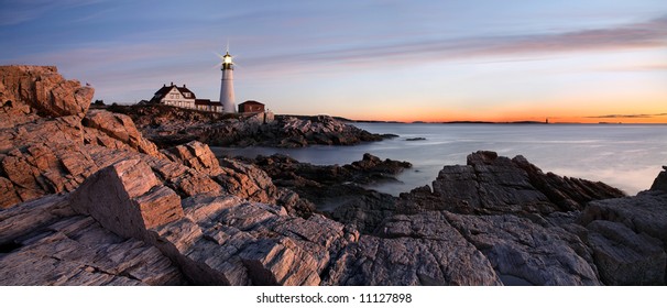 Sunrise At The Portland Head Light, Portland, Maine