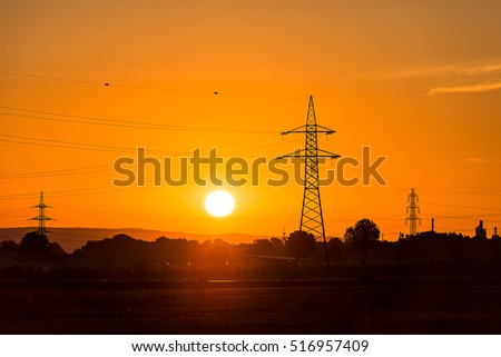 Sunrise with powerlines