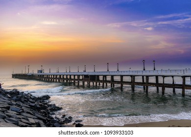 Sunrise At Puducherry Beach, India