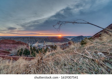 Sunrise At Red Rocks Amphitheater Colorado Winter Morning January 2020 