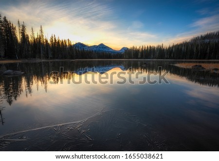 Similar – Panorama of Mount Rundle mountain peak with blue sky