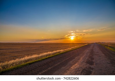 Sunrise In Regina - Farm Road