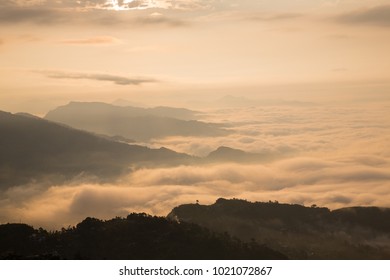 Sunrise at Sarangkot mountain near Pokhara city, Annapurna mountain range, Himalayas, Nepal
