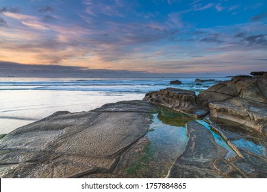 Sunrise At The Seaside From Caves Beach In The City Of Lake Macquarie, Hunter Region, NSW, Australia.