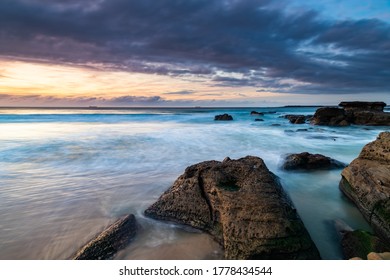 Sunrise At The Seaside From Caves Beach In The City Of Lake Macquarie, Hunter Region, NSW, Australia.