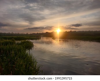 Sunrise In Seret River Near Ternopil