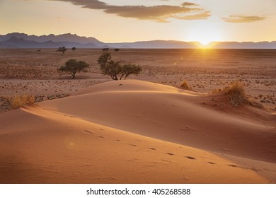 Sunrise In Sossusvlei, Namibia, Africa.