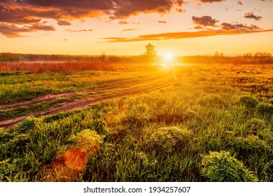 草原 夕日 の写真素材 画像 写真 Shutterstock