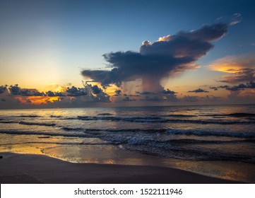 Sunrise And A Storm Cloud Over The Texas Gulf Coast!