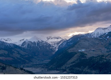 Sunrise With Storm Cloud With The View Of Telluride Valley, Colorado