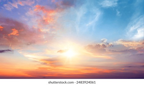 sunrise with strong color clouds light rays and other atmospheric effect - Powered by Shutterstock