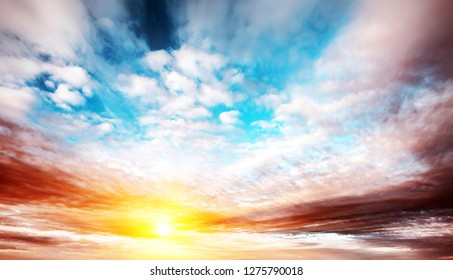 Sunrise summer sky panorama. Art air clouds background - Shutterstock ID 1275790018