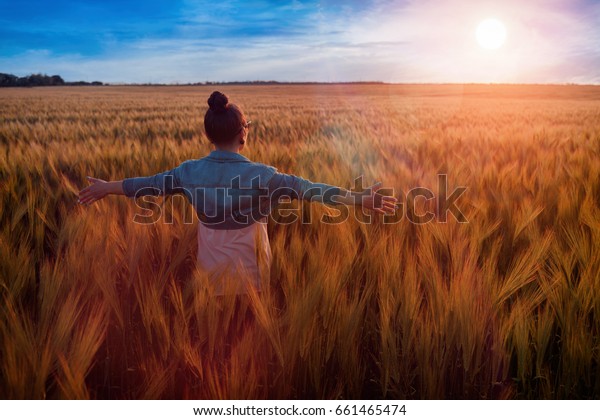 Sunrise Sunset Stylish Adult Woman Standing Stock Photo - 