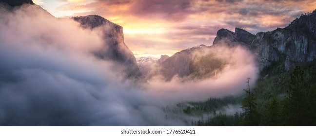 sunrise at the tunnel view in yosemite nationalpark, california in the usa - Powered by Shutterstock