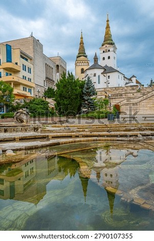 Sunrise view of Andrej Hlinka square in Zilina, Slovakia.IMAGE