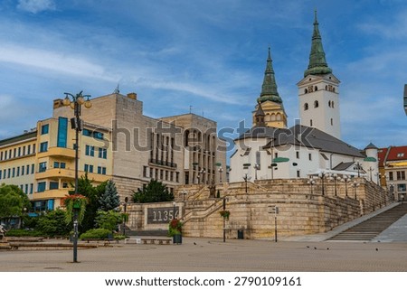 Sunrise view of Andrej Hlinka square in Zilina, Slovakia.IMAGE