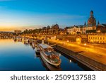 Sunrise view of cityscape of the old town Dresden in Germany.