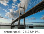 Sunrise view of the Dames Point Bridge in Jacksonville, Florida.