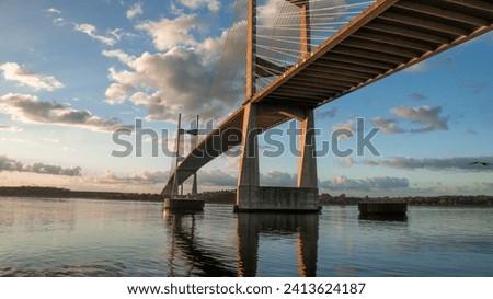 Sunrise view of the Dames Point Bridge in Jacksonville, Florida.