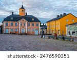 Sunrise view of Old town hall in Finish town Porvoo.