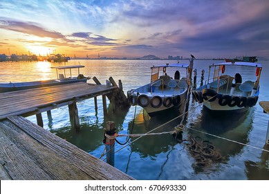 Sunrise View From One Of Penang Heritage Jetty