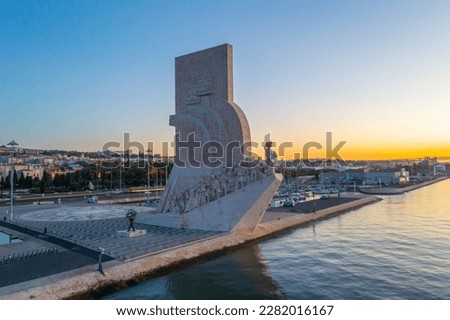 Sunrise view of Padrao dos Descobrimentos - Monument of the Discoveries in Belem, Lisbon, Portugal.