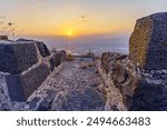 Sunrise view of the ruins of the crusader Belvoir Fortress (Kochav HaYarden, Jordan Star), now a national park, and Jordan Valley landscape. Northern Israel