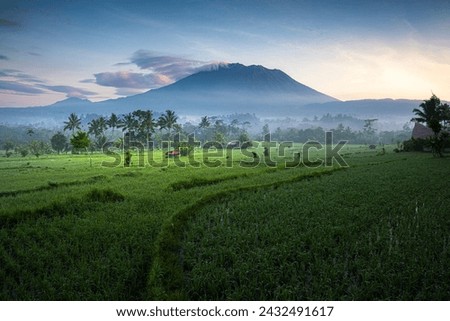 Sunrise view of Selat Duda (Karangasem) with Mount Agung as background