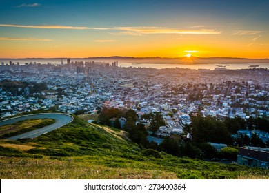 Sunrise view from Twin Peaks, in San Francisco, California.