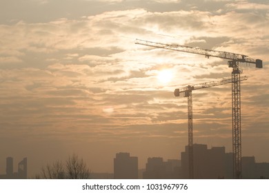 Sunrise In Warsaw, Smog Over The City
