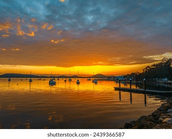 Sunrise waterscape over Brisbane Water at Koolewong on the Central Coast, NSW, Australia.