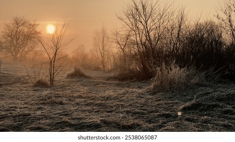 Sunrise while fishing in the mountains on a frosty morning - Powered by Shutterstock