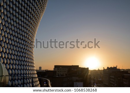 Sunrise Winter sky in Birmingham city centre in the West Midlands of England,UK.