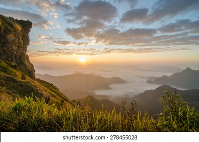 Sunrise,sunset,phu Chi Fa,Chiangrai,Thailand