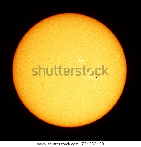 Sun's disk taken with a specialized professional solar telescope in hydrogen-alpha light.