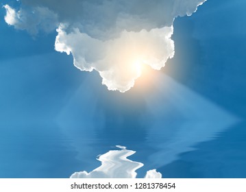 the sun's rays from behind the clouds. ature composition. - Shutterstock ID 1281378454