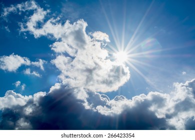 Sun's rays in the clouds with highlights