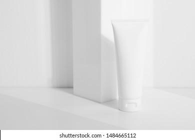 Sunscreen Protection, Cosmetic Mockup Cream Lotion Bottle Pakage With Beauty Spa Treatment Concept On White Background With Summer Season