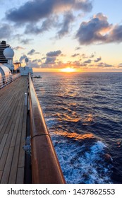 Sunset Aboard A Cruise Ship, South Pacific.