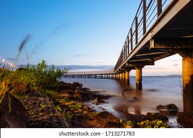 Sunset Above The 
Walkway Over Guaíba River, Porto Alegre, Brazil 